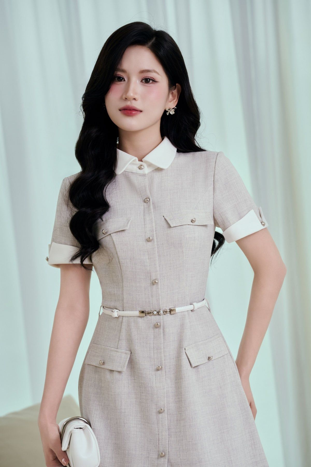 Áo Dài Phối Organza Mềm Mại Thanh Tao